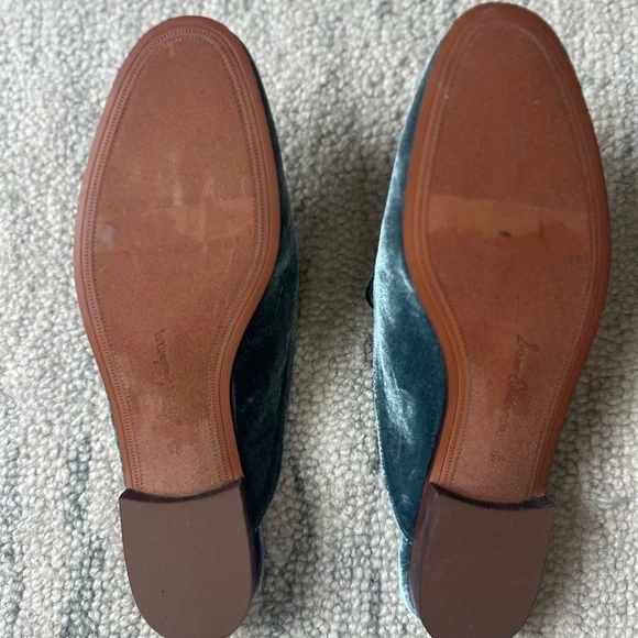 Sam Edelman Velvet Loafers in Teal with Gold Accents - Picture 3 of 6